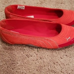 Puma red ballet slides size 8 womans